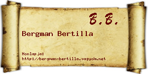 Bergman Bertilla névjegykártya